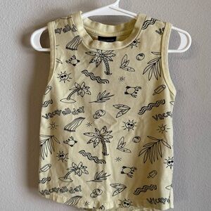 Little Bipsy Light Yellow Vacation Print Tank Top